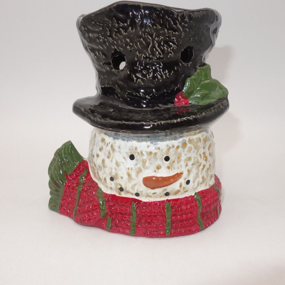 Yankee Candle Ceramic Snowman Tealight Wax Tart Melt Warmer 2012 Christmas
